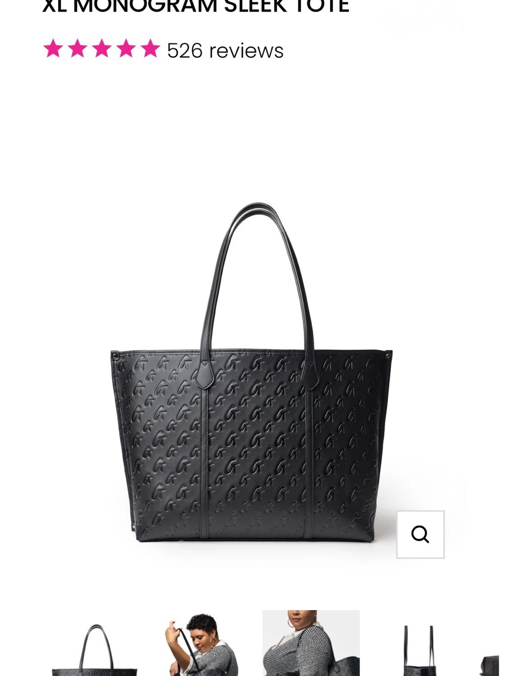 Glamaholic XL Monogram Sleek Tote - Black